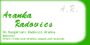 aranka radovics business card